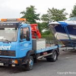 Abholung einer Formula 40 PC aus der Marina Rünthe für die Durchführung einer Lackierung in der Bootswerft Baumgart