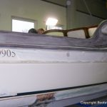 Schleifarbeiten am Holzaufbau der Rapsody 29 in der Werfthalle der Bootswerft Baumgart in Dortmund