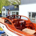 Rapsody 29 auf dem Werftgelände der Bootswerft Baumgart nach durchgeführter Bootslackierung in Dortmund
