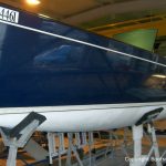 Ankunft einer Latitude 46 Tofinou 9.5 für die Neulackierung in der Bootswerft Baumgart in Dortmund