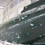 Refit einer St. Jozef Vlet Motoryacht in der Lackierkabine der Bootswerft Baumgart in Dortmund