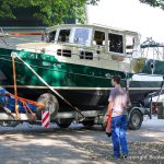 St. Jozef Vlet Motoryacht nach durchgeführtem Refit auf dem Werftgelände der Bootswerft Baumgart in Dortmund