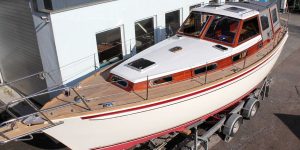 Vilm 106 Motorsegler nach dem Refit auf dem Werftgelände der Bootserft Baumgart in Dortmund