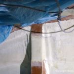 Reparatur der Seitenwand im Innenraum der LM 28 Segelyacht nach Kielschaden in der Werfthalle der Bootswerft Baumgart in Dortmund