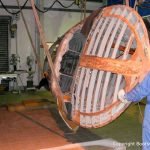 Skelett der Riva Ariston bei der Restauration in der Werfthalle der Bootswerft Baumgart in Dortmund