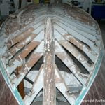 Skelett der Riva Ariston bei der Restauration in der Werfthalle der Bootswerft Baumgart in Dortmund