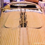 Heck der Riva Ariston bei der Restauration in der Werfthalle der Bootswerft Baumgart in Dortmund