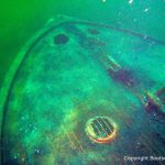 Bug der Riva Super Aquarama beim Tauchgang. Organisiert und durchgeführt mit Unterstützung professioneller Taucher durch die Bootswerft Baumgart