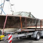 Riva Super Aquarama nach der Bergung auf dem Bootstrailer der Bootswerft Baumgart