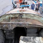 Cockpit der Riva Super Aquarama nach der Bergung durch die Bootswerft Baumgart