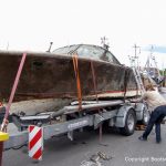 Verzurren der Riva Super Aquarama nach der Bergung auf dem Bootstrailer durch die Bootswerft Baumgart